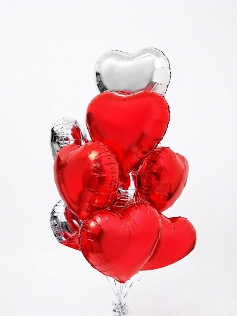 Сердца 18" (красные, серебро)